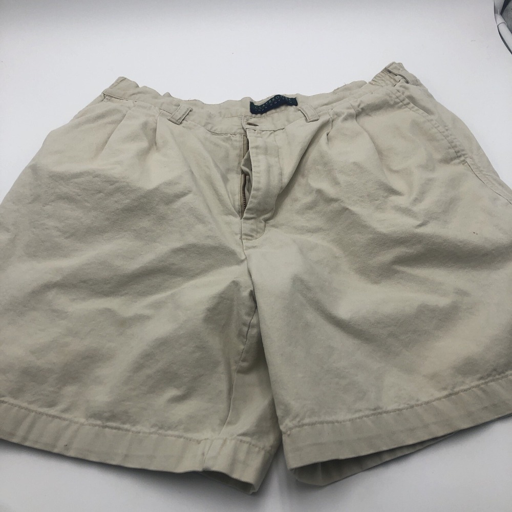 Claybrooke Pleated‎ Shorts Mens Size 34 Stretch Waist Golf Beige Preowned